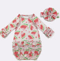 Watermelon Love Baby Girl Gown with Headband Set