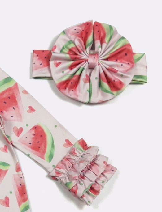 Watermelon Love Baby Girl Gown with Headband Set